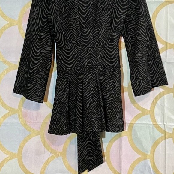 Calvin Klein Wool Jacket Women's Small Gray Zebra Stripe Button Up Belted Coat - Picture 8 of 12